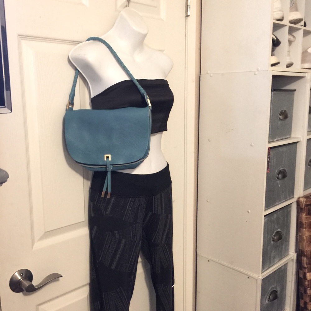 Via Spiga Teal Turquoise Leather Shoulder Bag - Picture 2 of 12